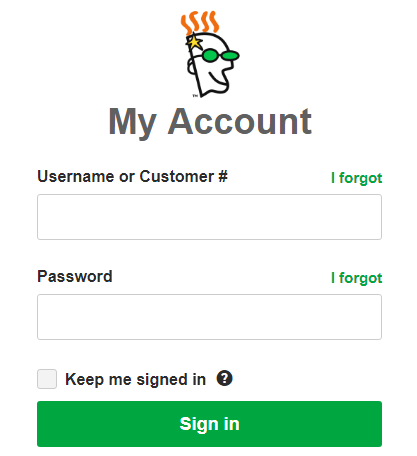Godaddy Sign in page