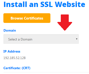 Select your domain to install ssl